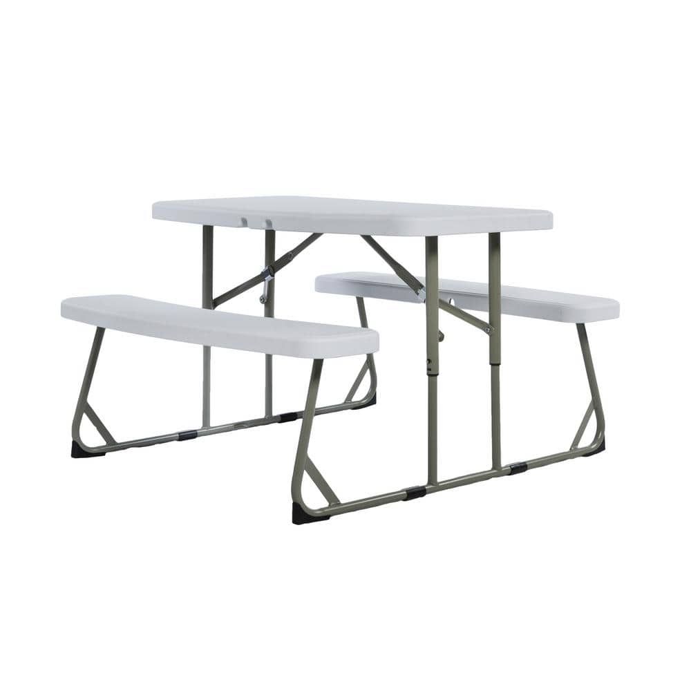 White and Gray Steel Kids Folding Picnic Table