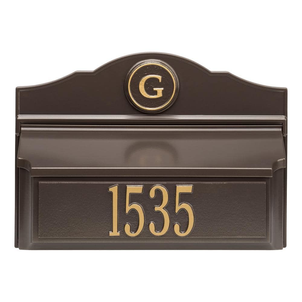 Bronze and Gold Personalized Colonial Wall Mounted Mailbox