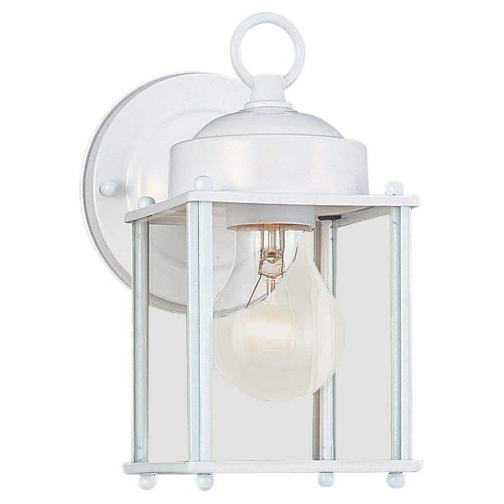 White and Clear Glass Outdoor Wall Lantern