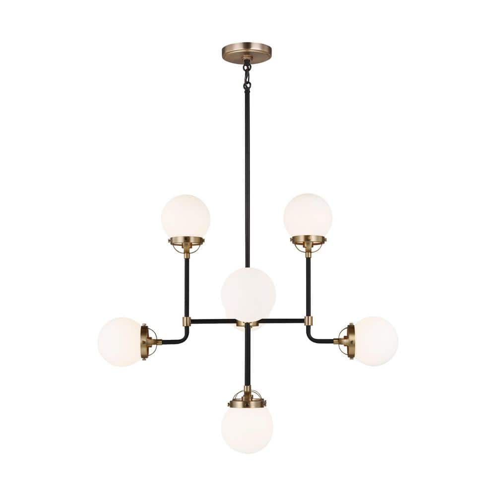 Satin Brass Midnight Elegance 8-Light Chandelier with Etched Glass