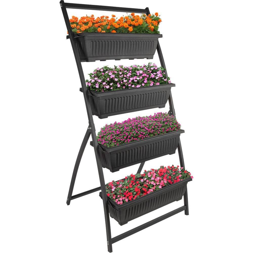 Black 4-Tier Vertical Outdoor Garden Planter