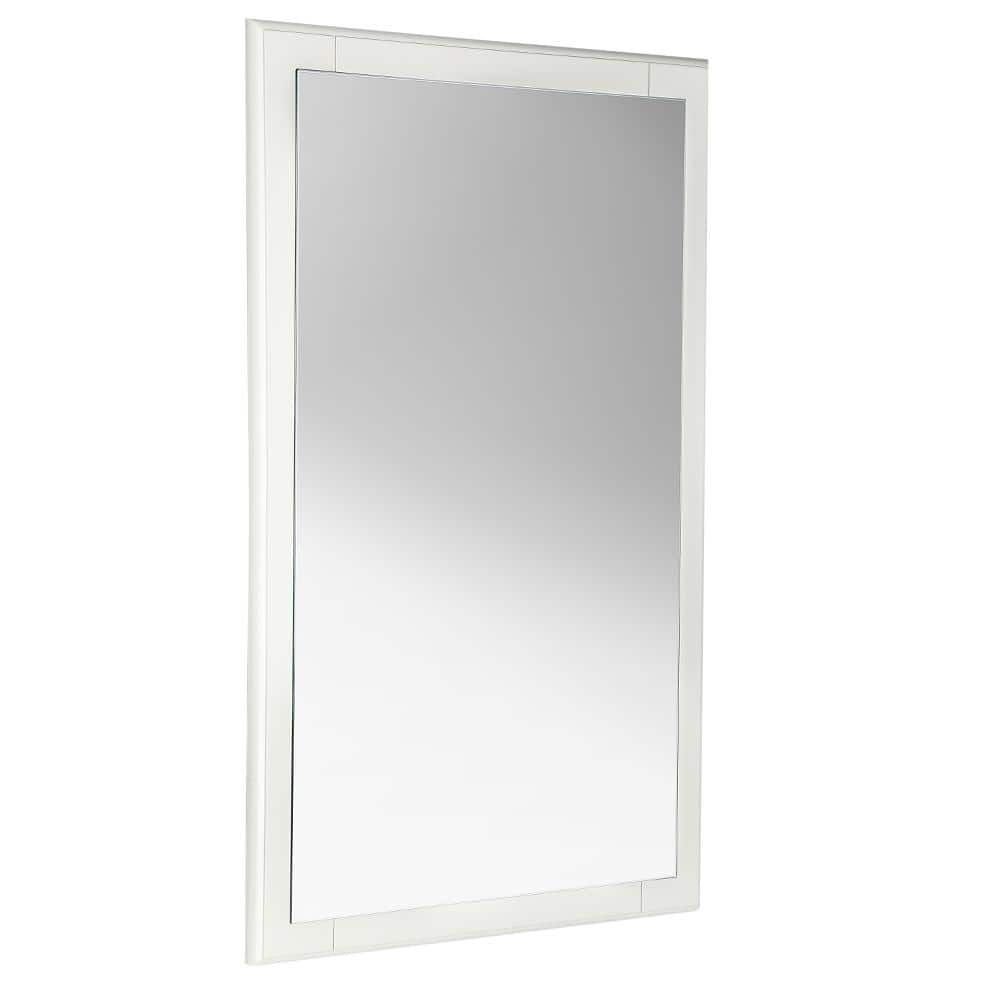 Elegant Antique White Carved Wood 20"x32" Bathroom Vanity Mirror