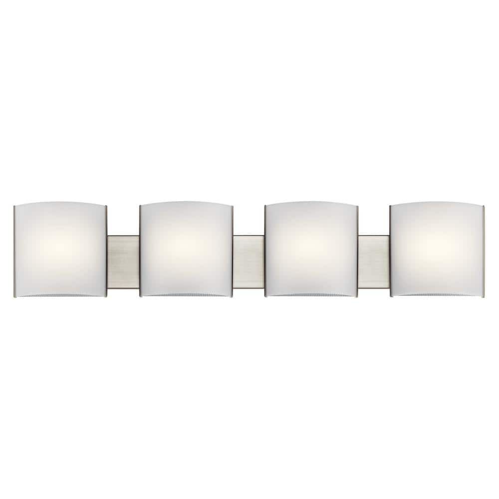 Brushed Nickel 4-Light LED Bathroom Vanity Light Bar