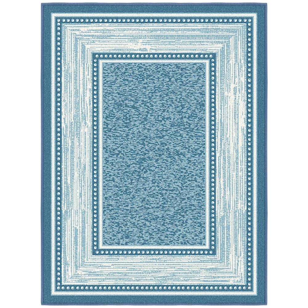 Blue Synthetic Non-Slip Washable Rectangle Area Rug