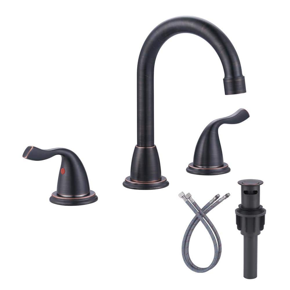 8 in. Oil Rubbed Bronze Double-Handle Bathroom Faucet