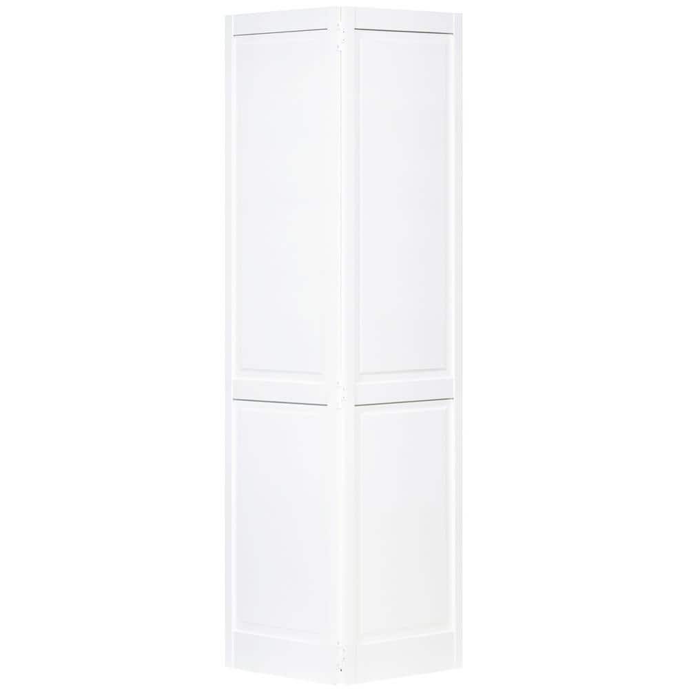 Traditional White Primed Pine Wood 4-Panel Bi-Fold Door