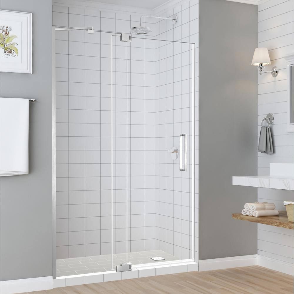 Madox Frameless Clear Glass Pivot Shower Door with Stainless Steel Hardware