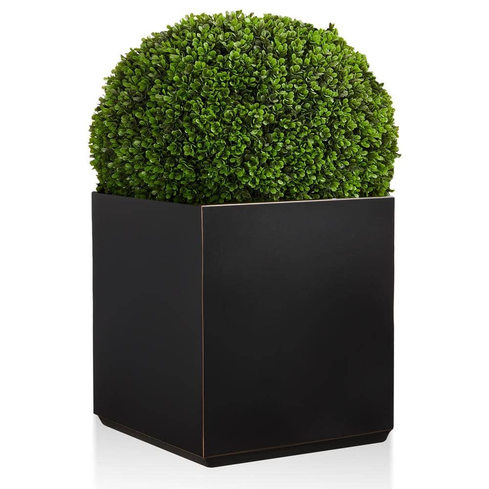 Large Black and Gold Square Metal Planter Box