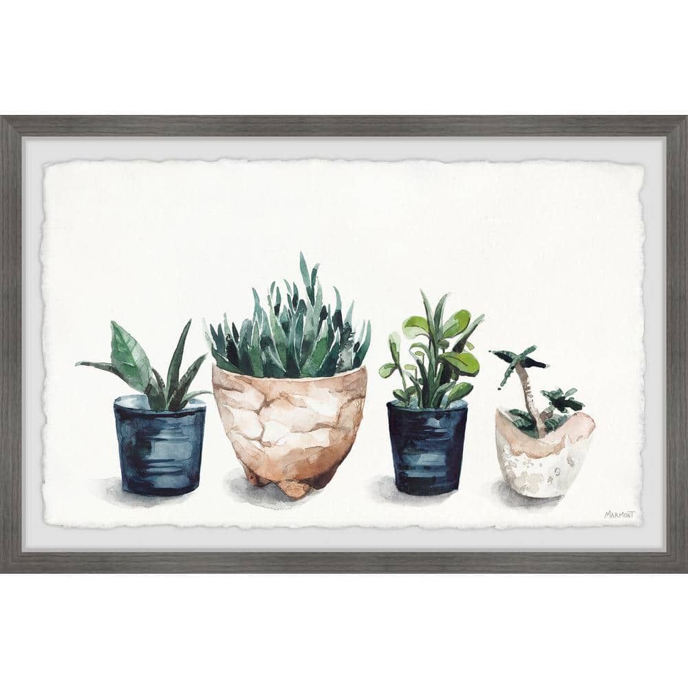 Framed Watercolor Print of Potted Plants, 8" x 12"