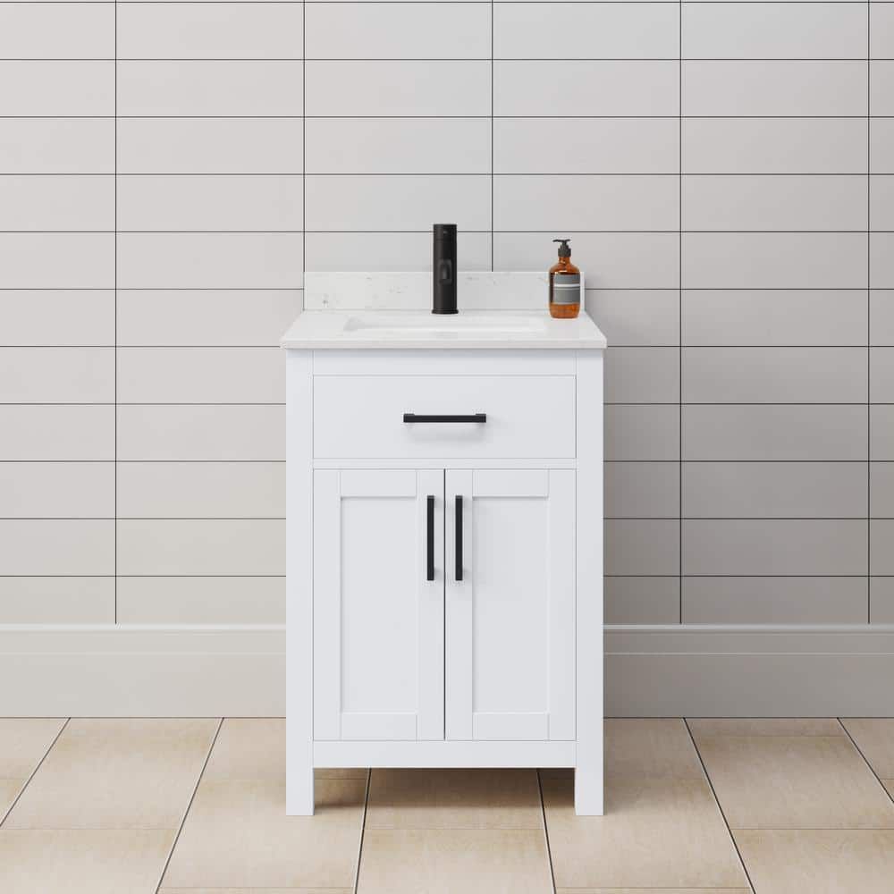 Beckett 24" White Single Vanity with Carrara Marble Top