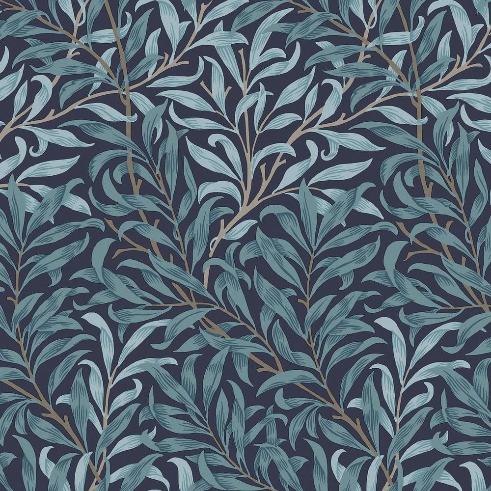 Deep Blue Willow Bough Floral Vinyl Wallpaper