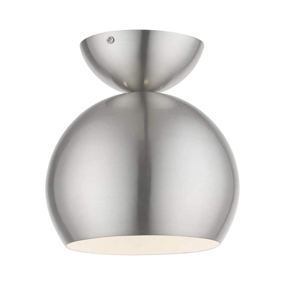 Brushed Nickel Globe Indoor/Outdoor Semi-Flush Mount Light