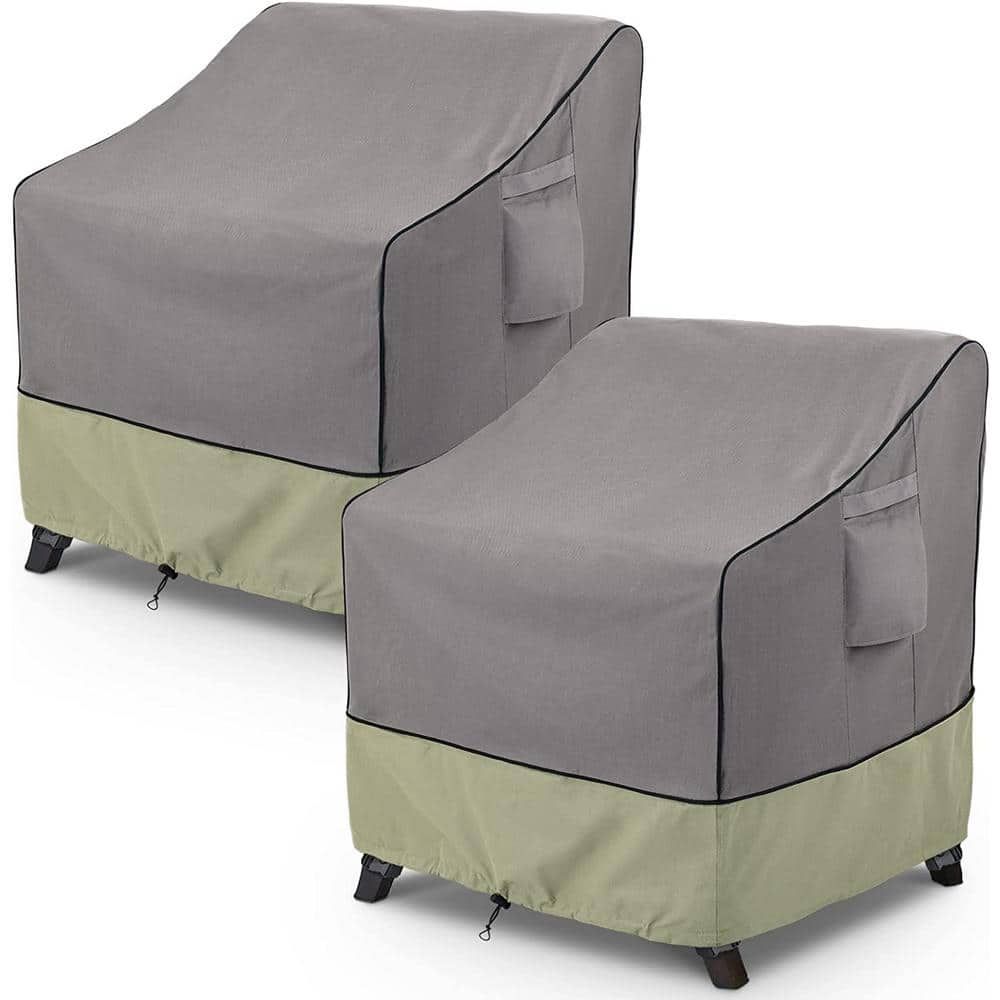 Heavy-Duty Waterproof Grey and Beige Patio Chair Covers, 2-Pack