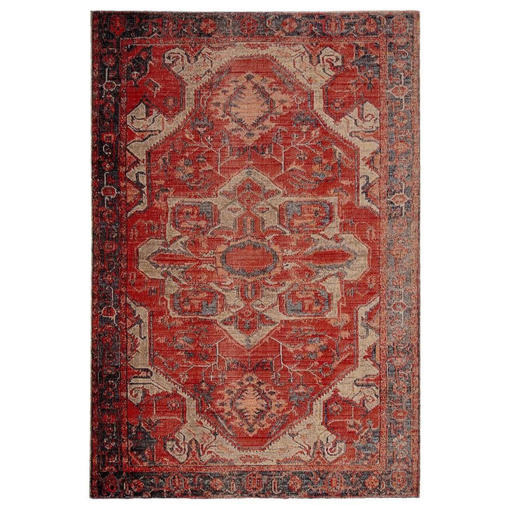 Leighton Medallion Red & Blue Synthetic Area Rug 24"x36"