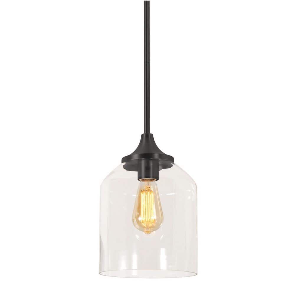 William Mini Black Glass Bell Pendant Light for Indoor/Outdoor