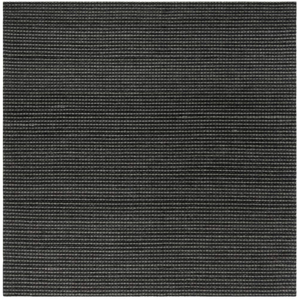 Hand-tufted Artisanal Grey and Black Wool Blend 4' Square Rug