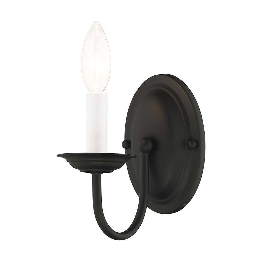 Sleek Black Dimmable Vanity Wall Sconce, Direct Wired, 7" Height