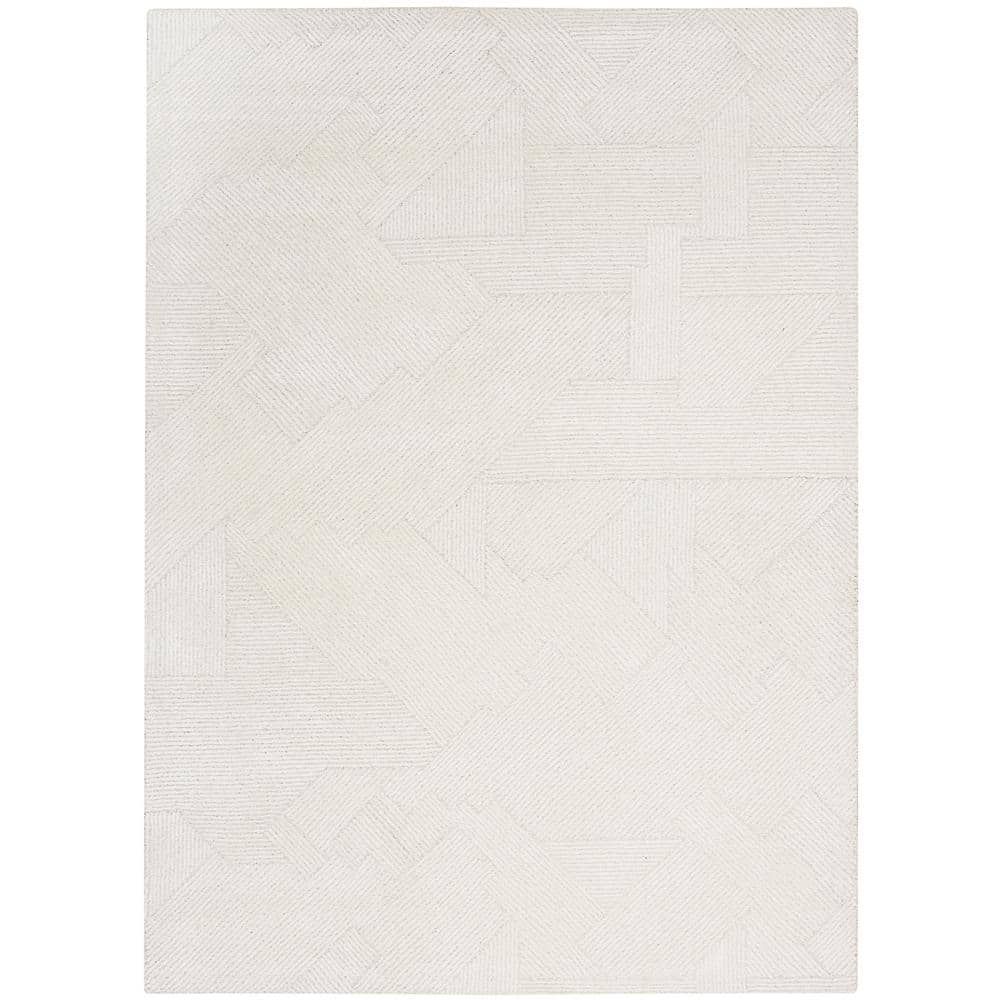 Ivory Abstract Hand-Tufted Wool and Synthetic 5' x 7' Rug