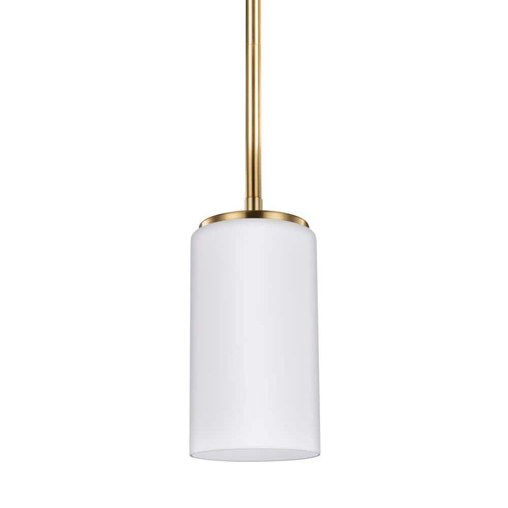 Alturas Mini-Pendant in Satin Brass with Etched Glass Shade