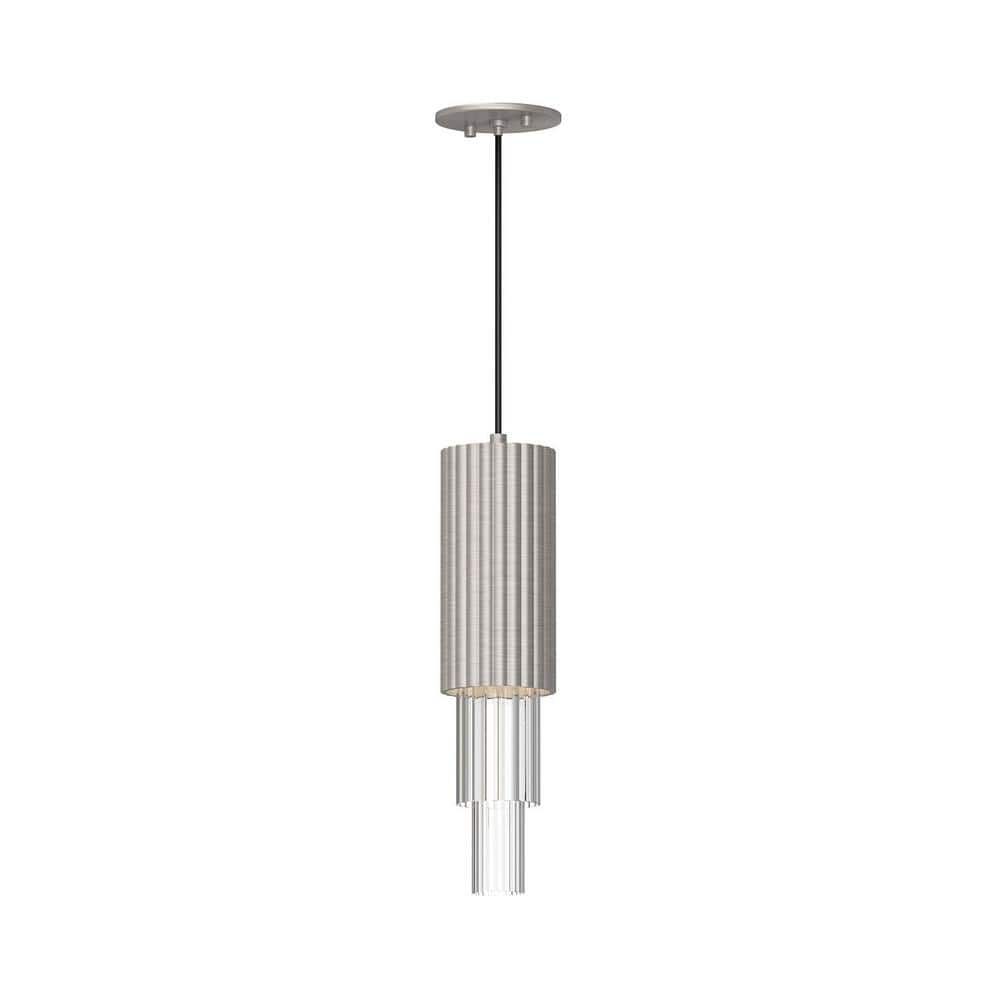 Bordeaux Art Deco Inspired LED Pendant in Brushed Nickel and Clear Glass