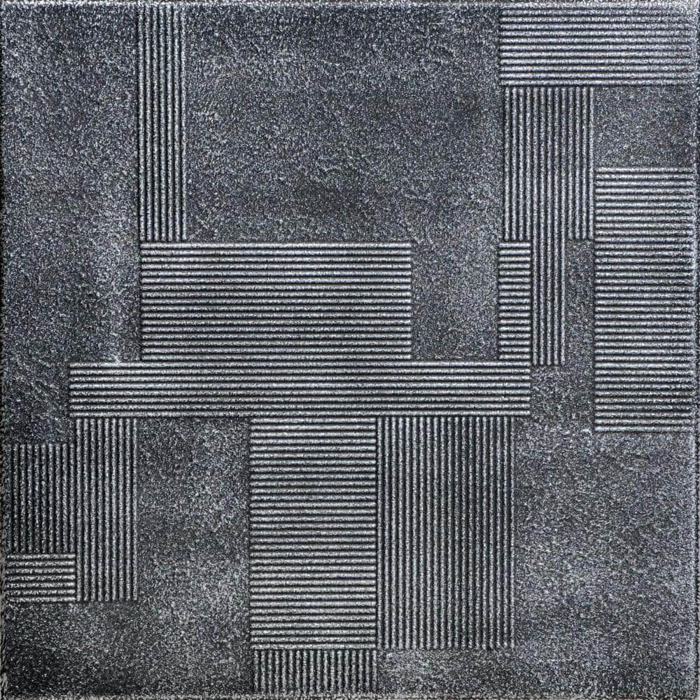 Black Silver Faux Tin 2x2 Glue-Up Ceiling Tile