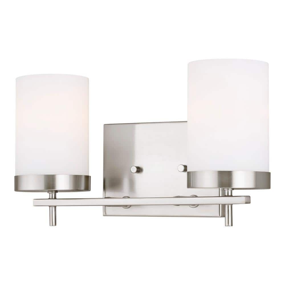 Sean Lavin Brushed Nickel Cylinder 2-Light Vanity Sconce