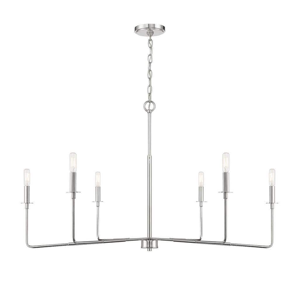 Salerno Polished Nickel 6-Light Rustic Charm Chandelier