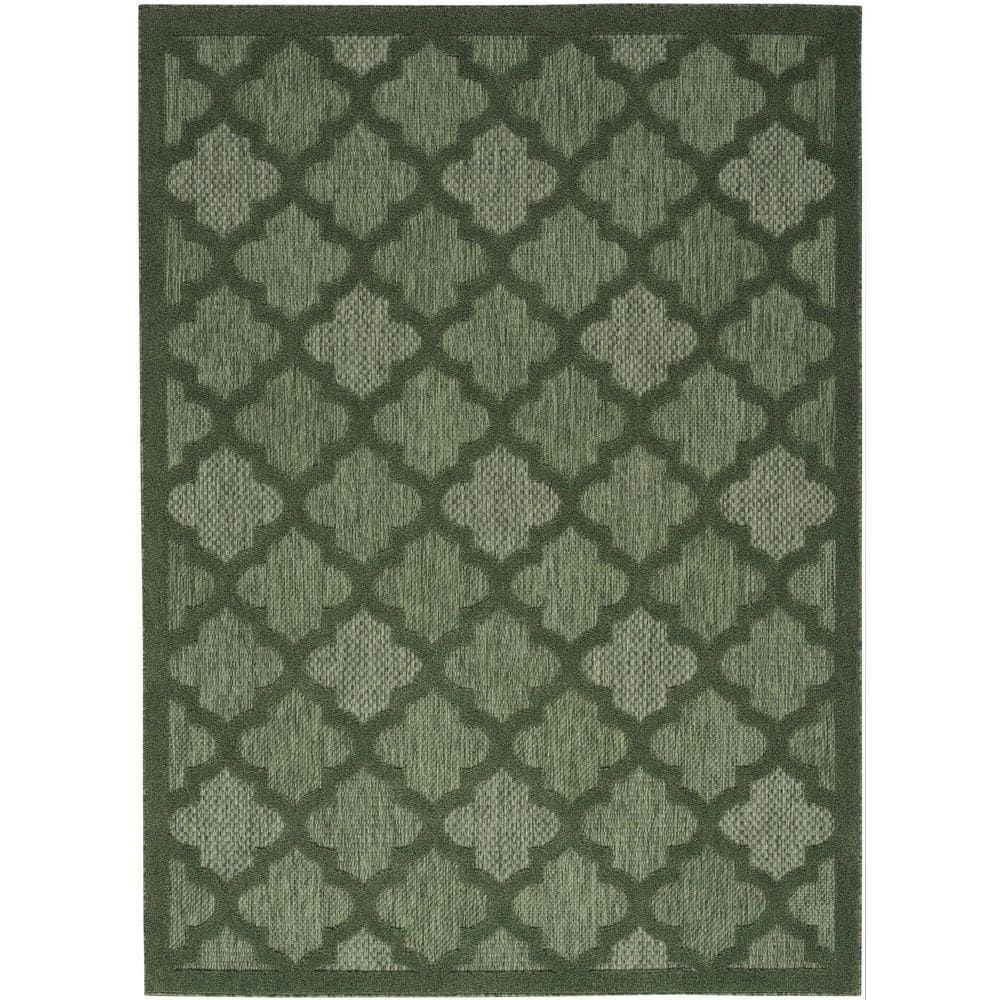Green Trellis 6' x 9' Synthetic Flat Woven Area Rug