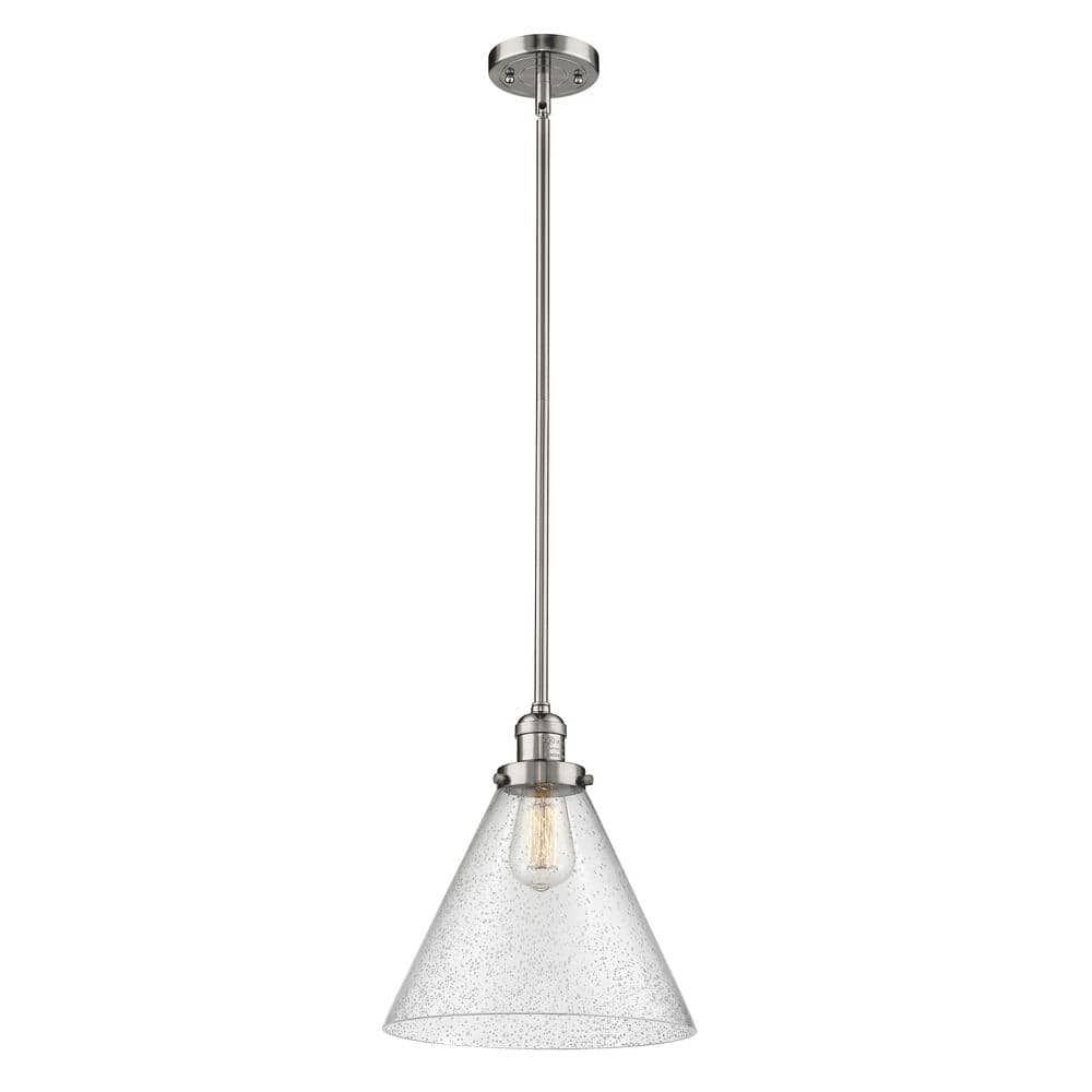 Polished Nickel Mini Pendant with Glass Shade