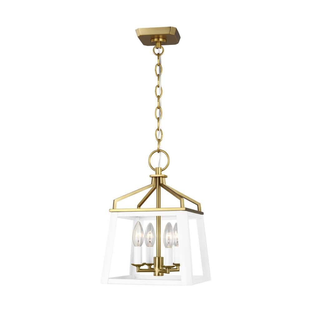 Carlow Matte White Steel Large Square Lantern Chandelier
