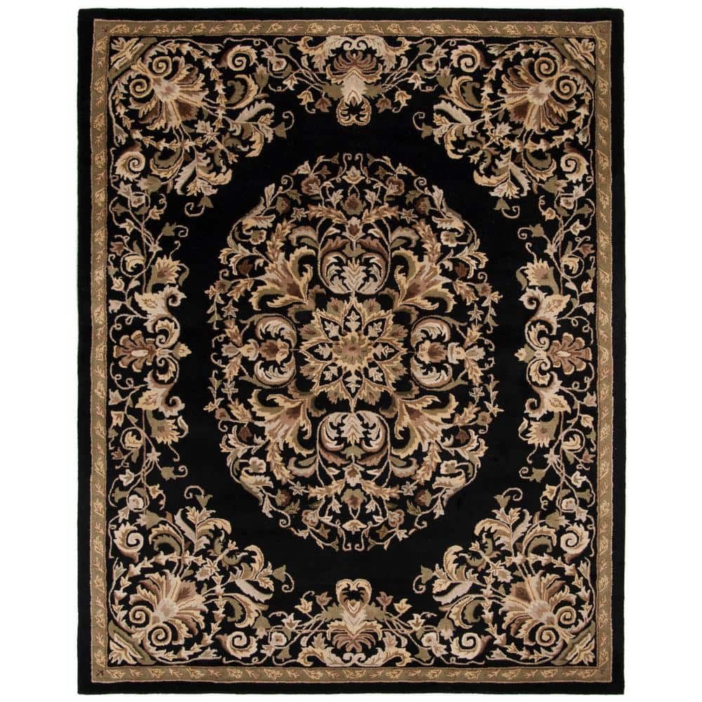 Black and Gold Rectangular Hand-Tufted Wool Area Rug 8'3" x 11'