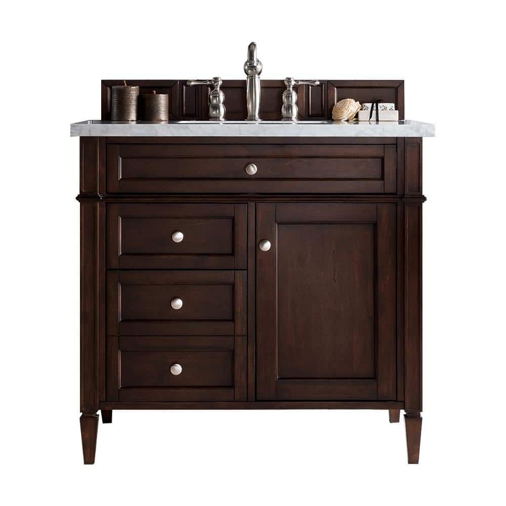 Burnished Mahogany Single Vanity with Satin Nickel Hardware