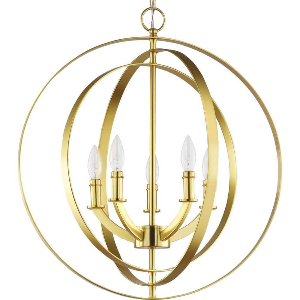 Equinox Satin Brass 5-Light Pendant with Concentric Rings