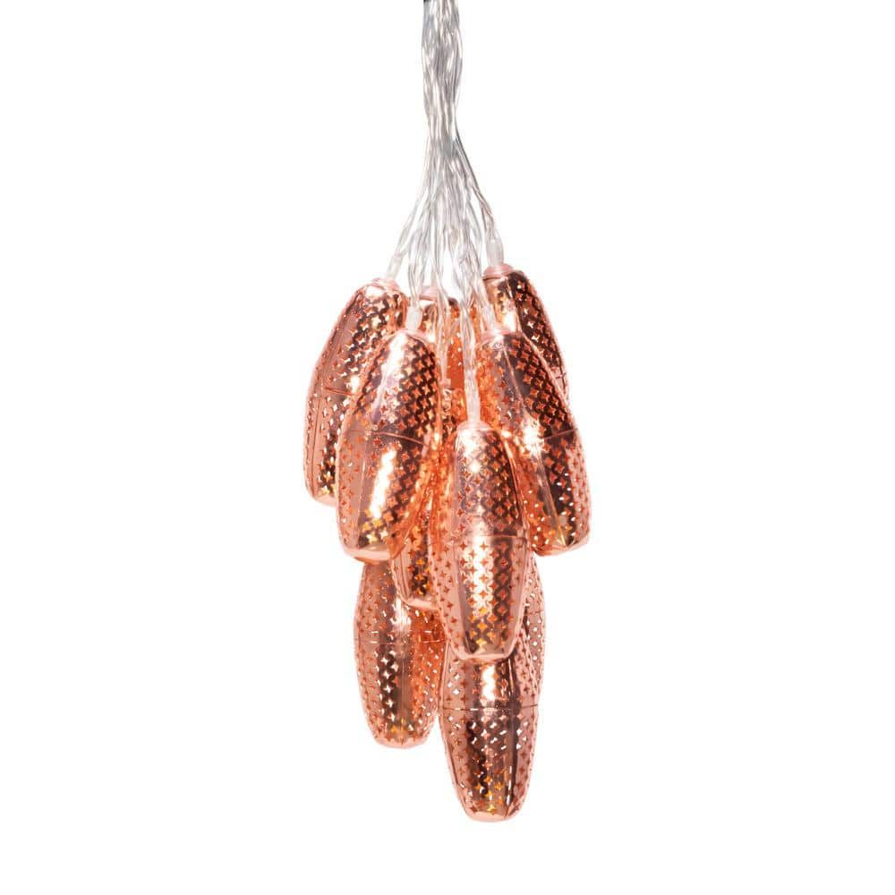 Marrakesh Star 15ft Copper Solar Globe String Lights with Warm White LED