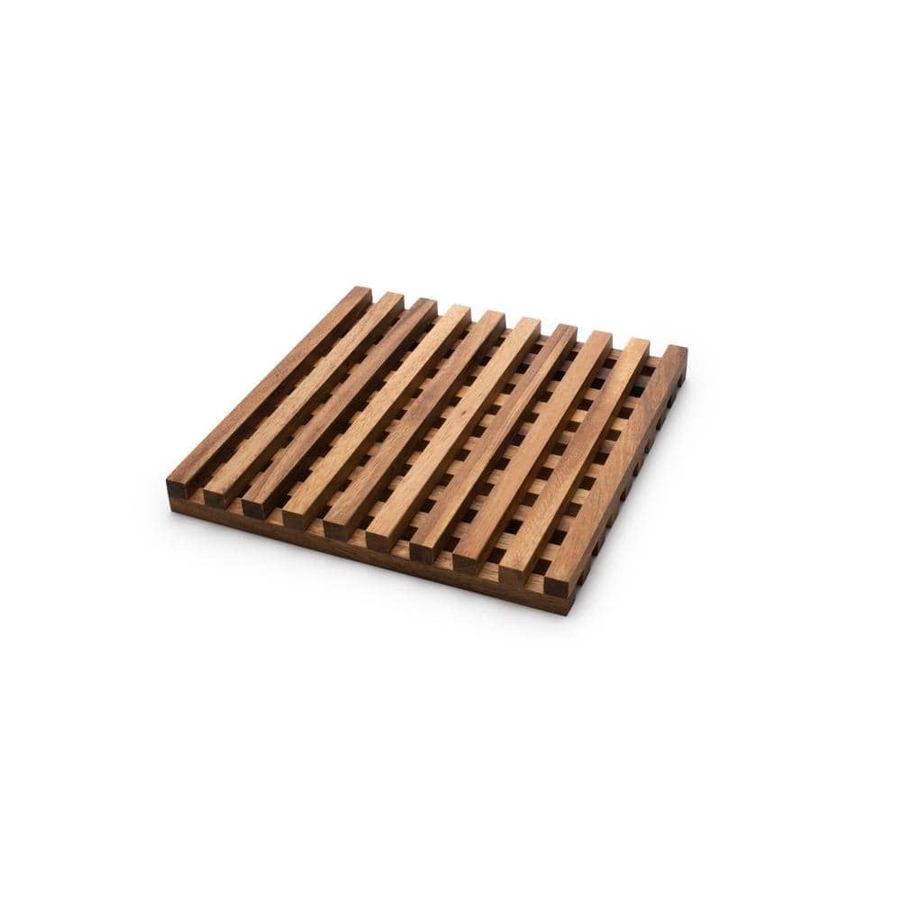 Square Acacia Wood Trivet with Intricate Design