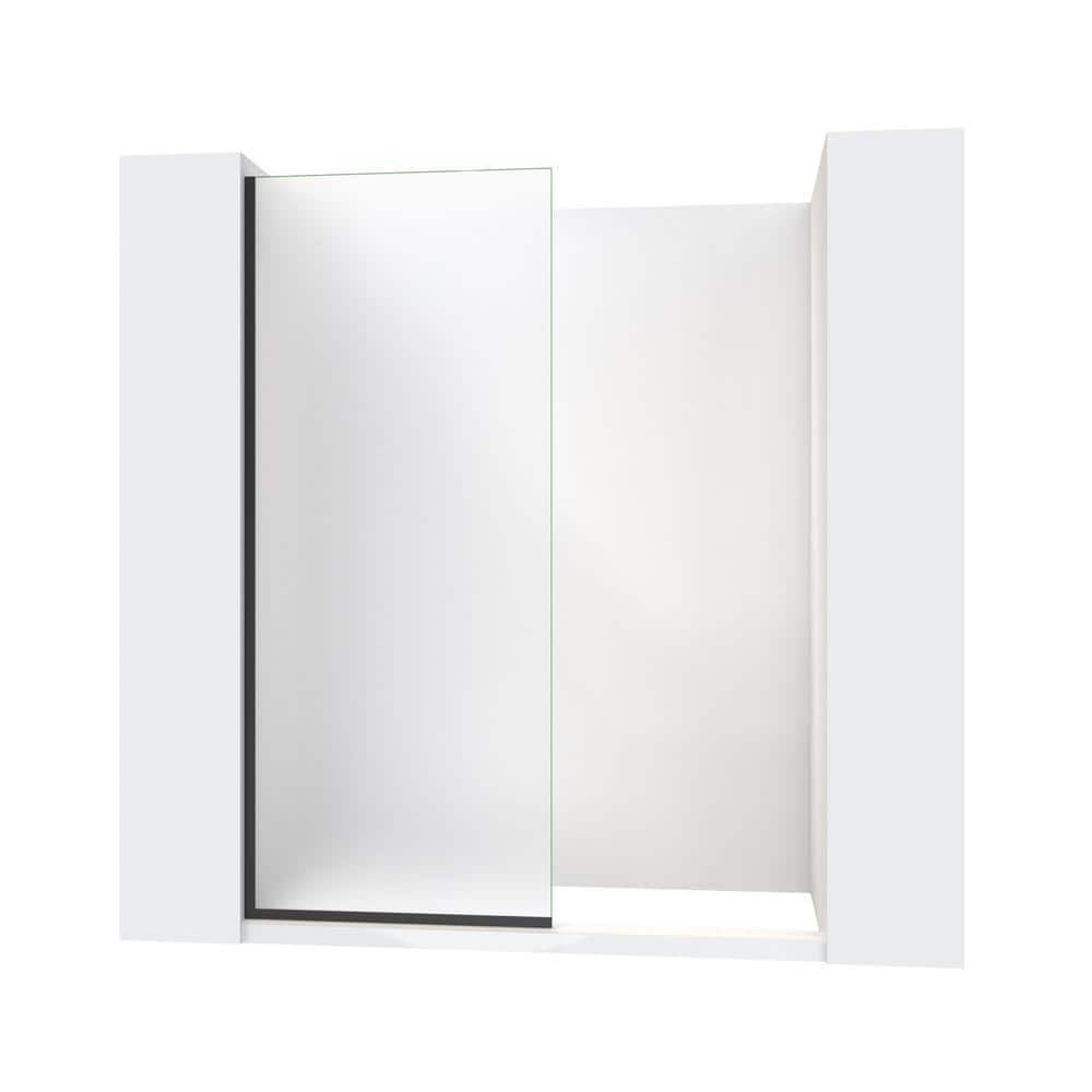 Matte Black Frameless Frosted Tempered Glass Walk-In Shower Screen