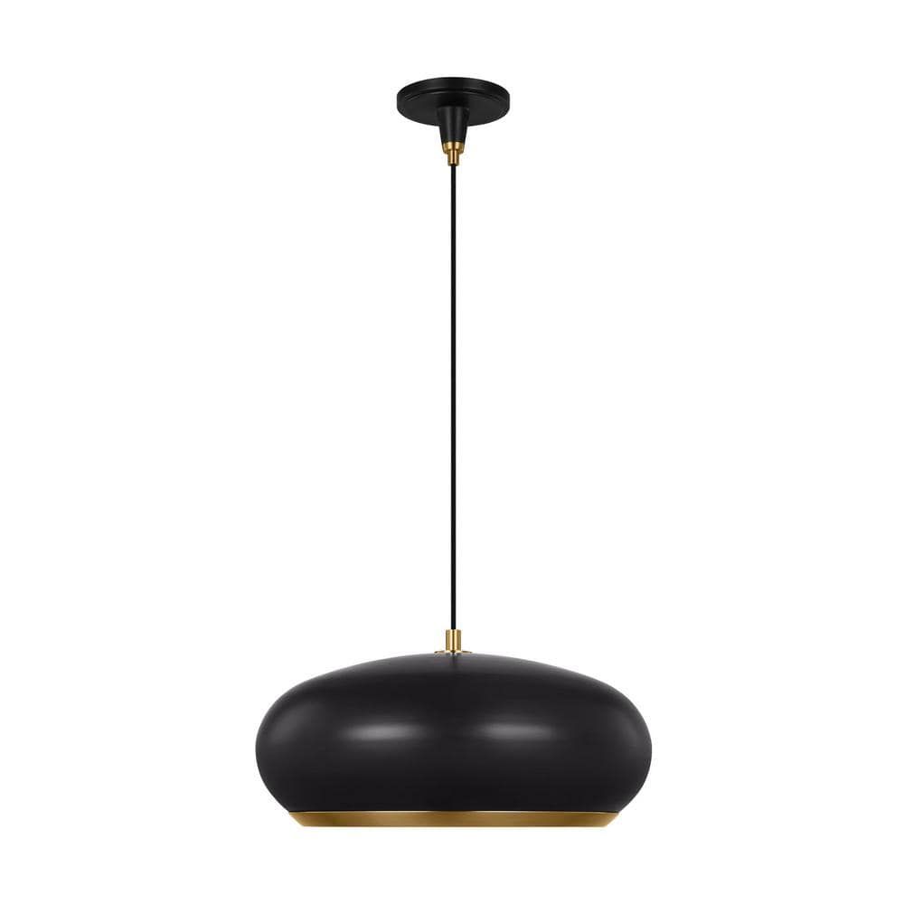 Clasica Aged Iron 18" Bowl Pendant Light with Black Shade