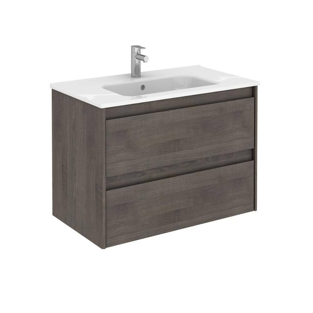 Ambra 32" Modern Wall-Mounted Freestanding Bathroom Vanity with Integral Sink