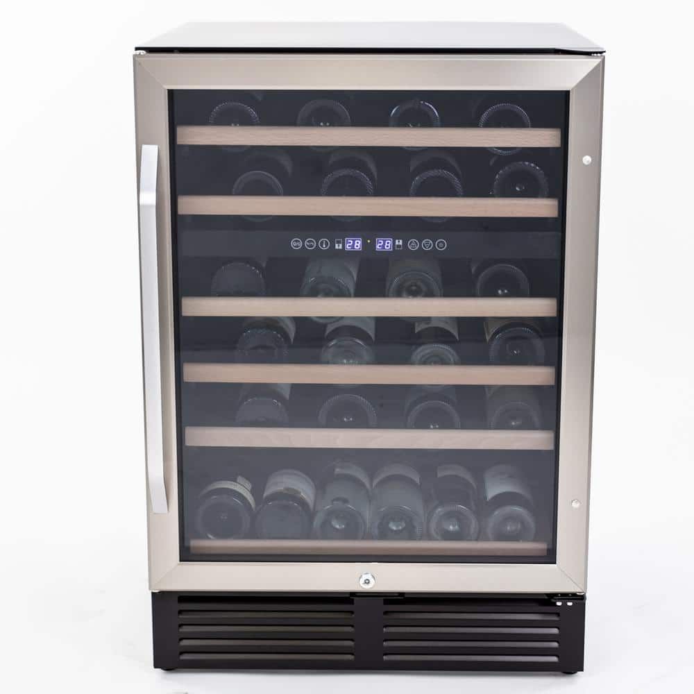 Silver Dual-Zone 49-Bottle Wine Cooler with Glass Door