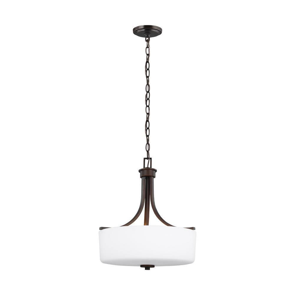 Bronze 15.75" Indoor/Outdoor Drum Pendant Light with Etched Glass Shade