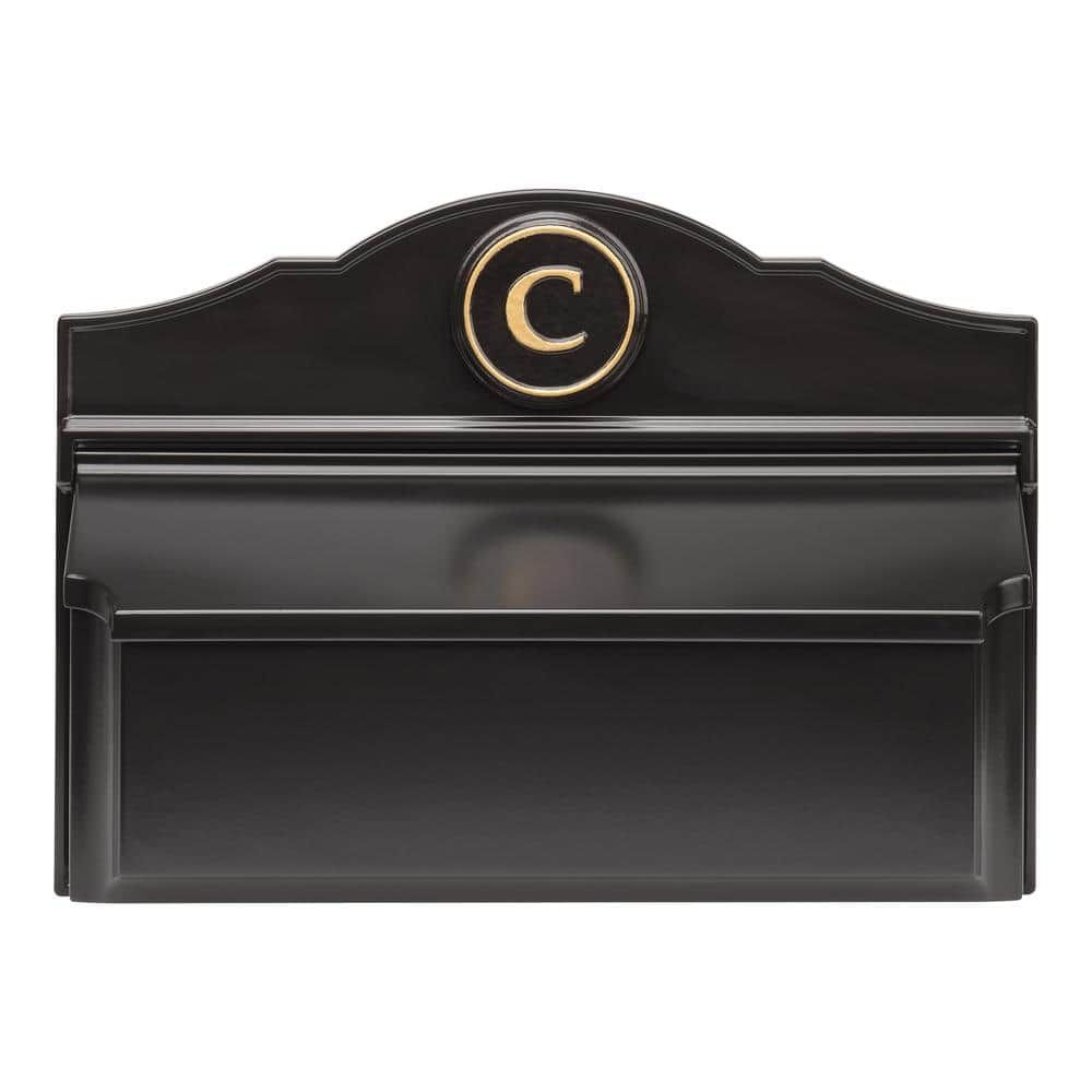 Black and Gold Aluminum Colonial Wall Mounted Mailbox