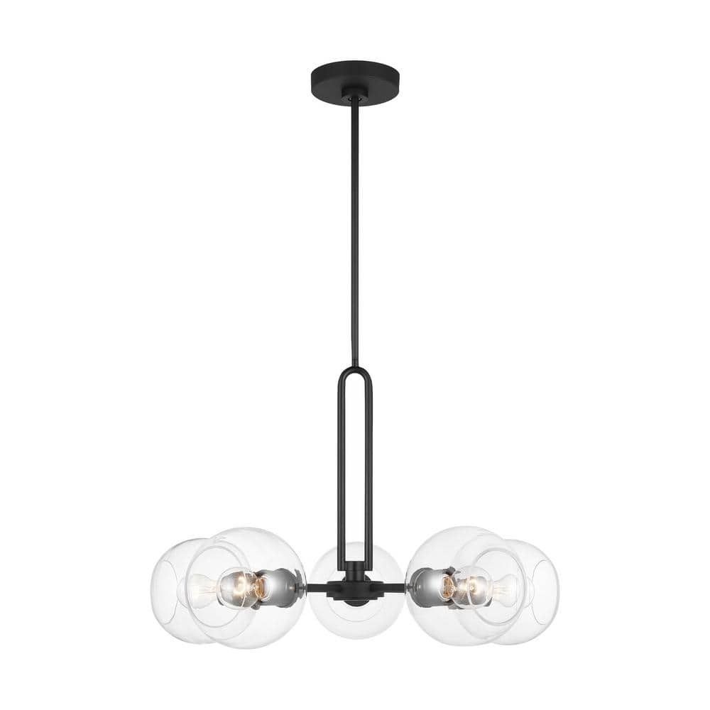 Midnight Black Sputnik Chandelier with Clear Glass Shades