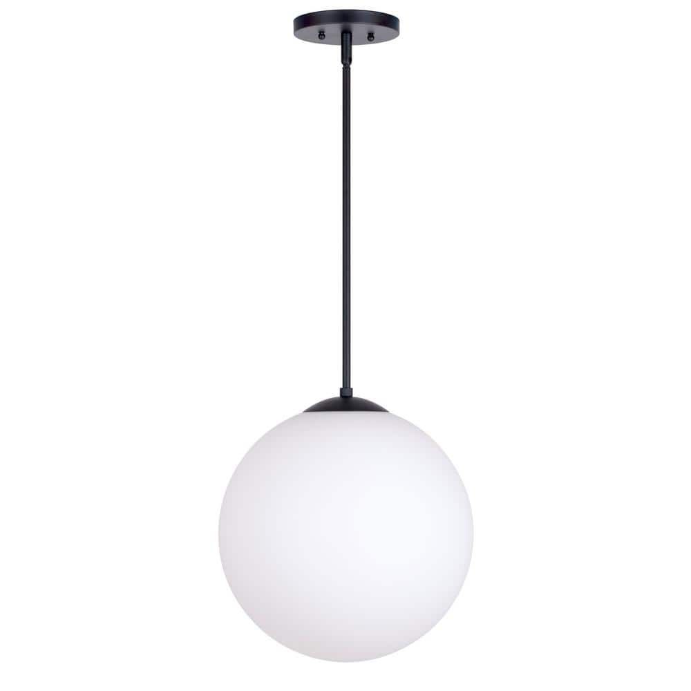 Selene 14" Black Steel and Glass Globe Pendant Light