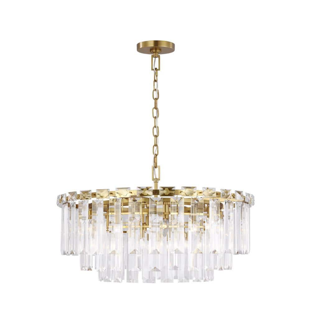 Elegant Burnished Brass and Crystal 16-Light Chandelier