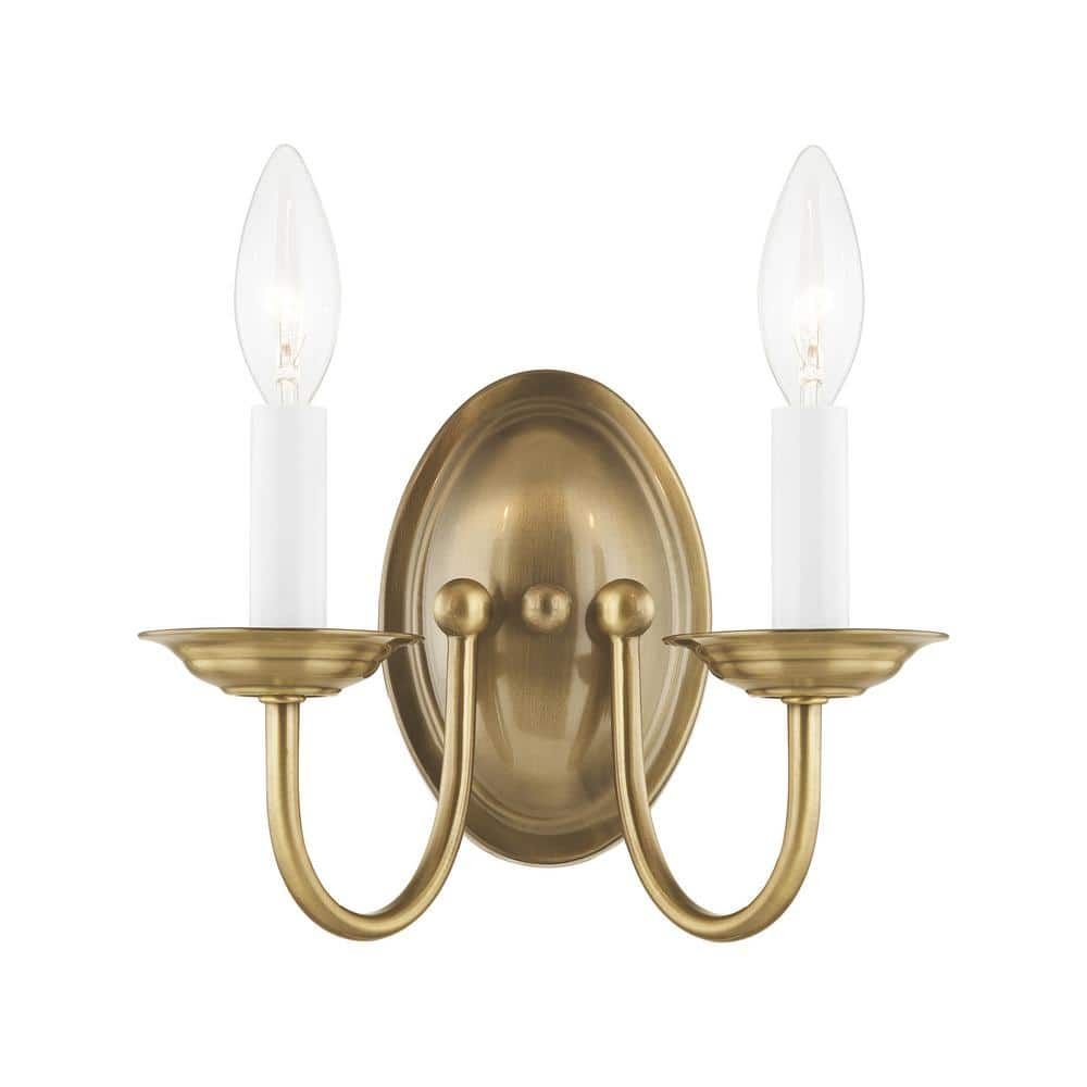 Elegant Antique Brass 2-Light Wall Sconce for Vanity
