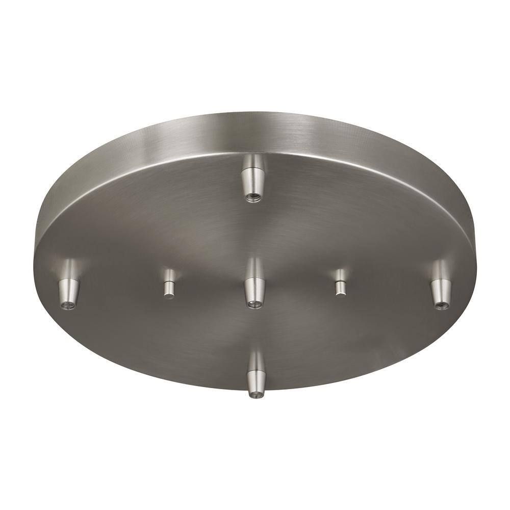 Brushed Nickel Indoor/Outdoor Globe Pendant Light with Glass Shade