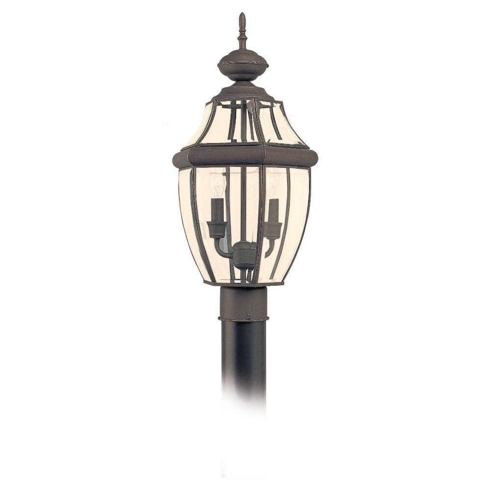 Antique Bronze 21.5'' Outdoor Post Lantern with Clear Glass