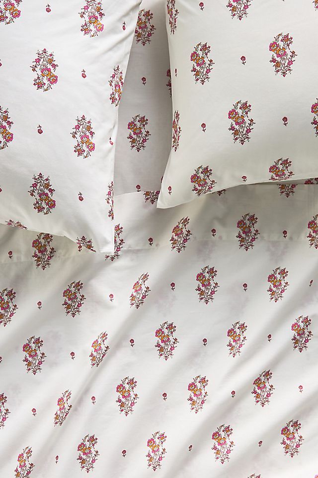 Organic Cotton Percale Floral Print Sheet Set