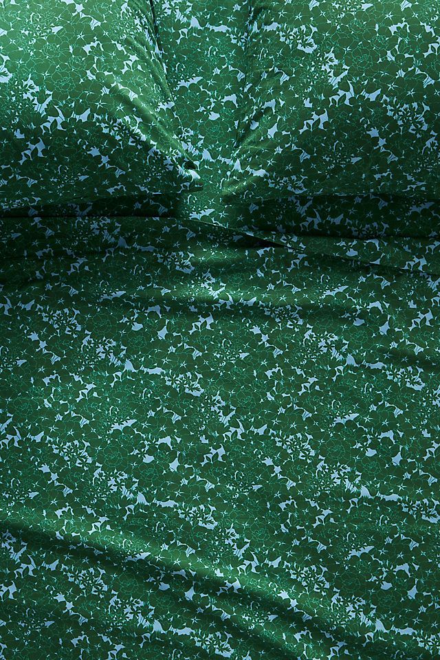 Green Floral Organic Cotton Percale Sheet Set