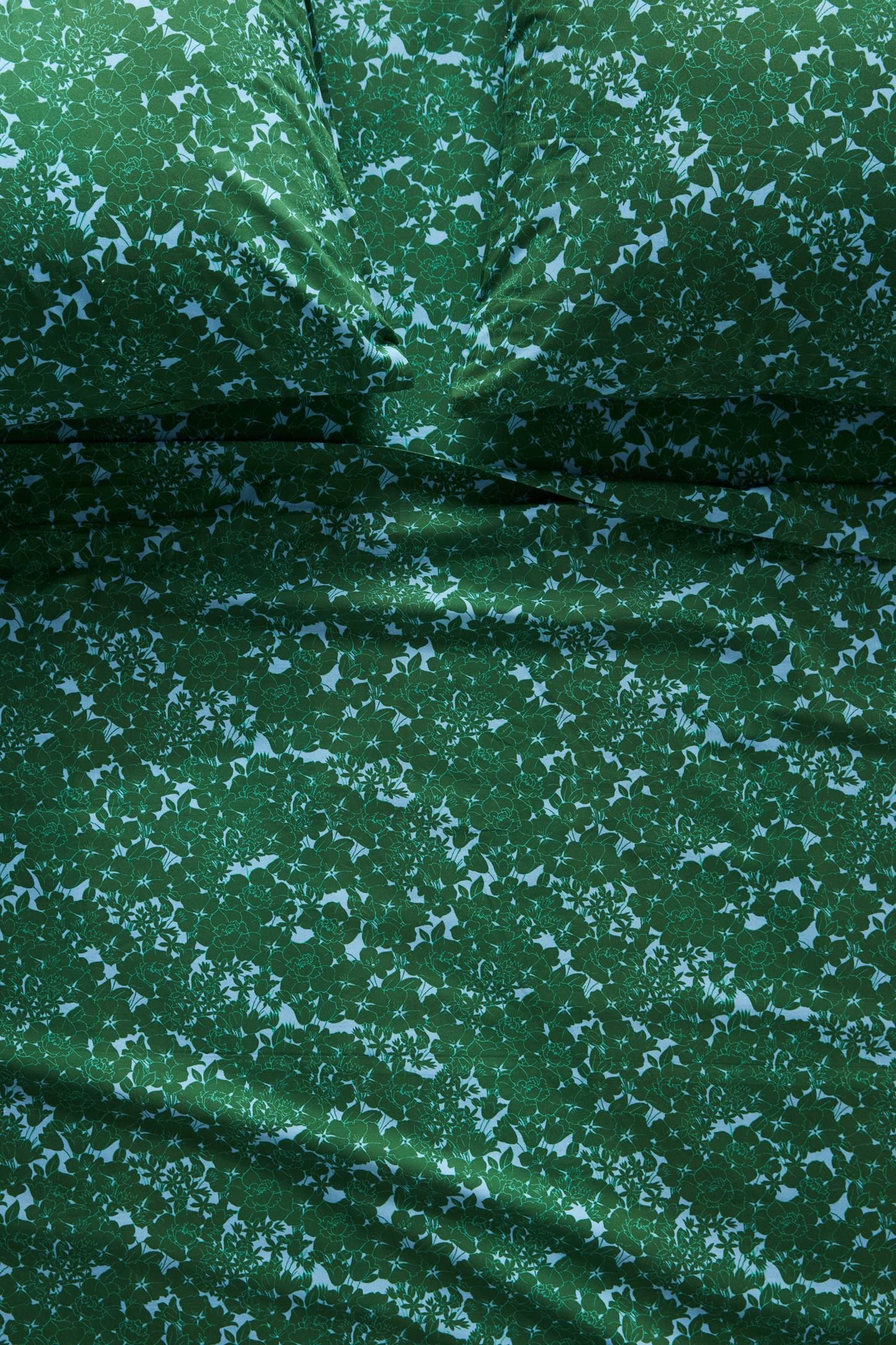 Green Floral Organic Cotton Percale Sheet Set